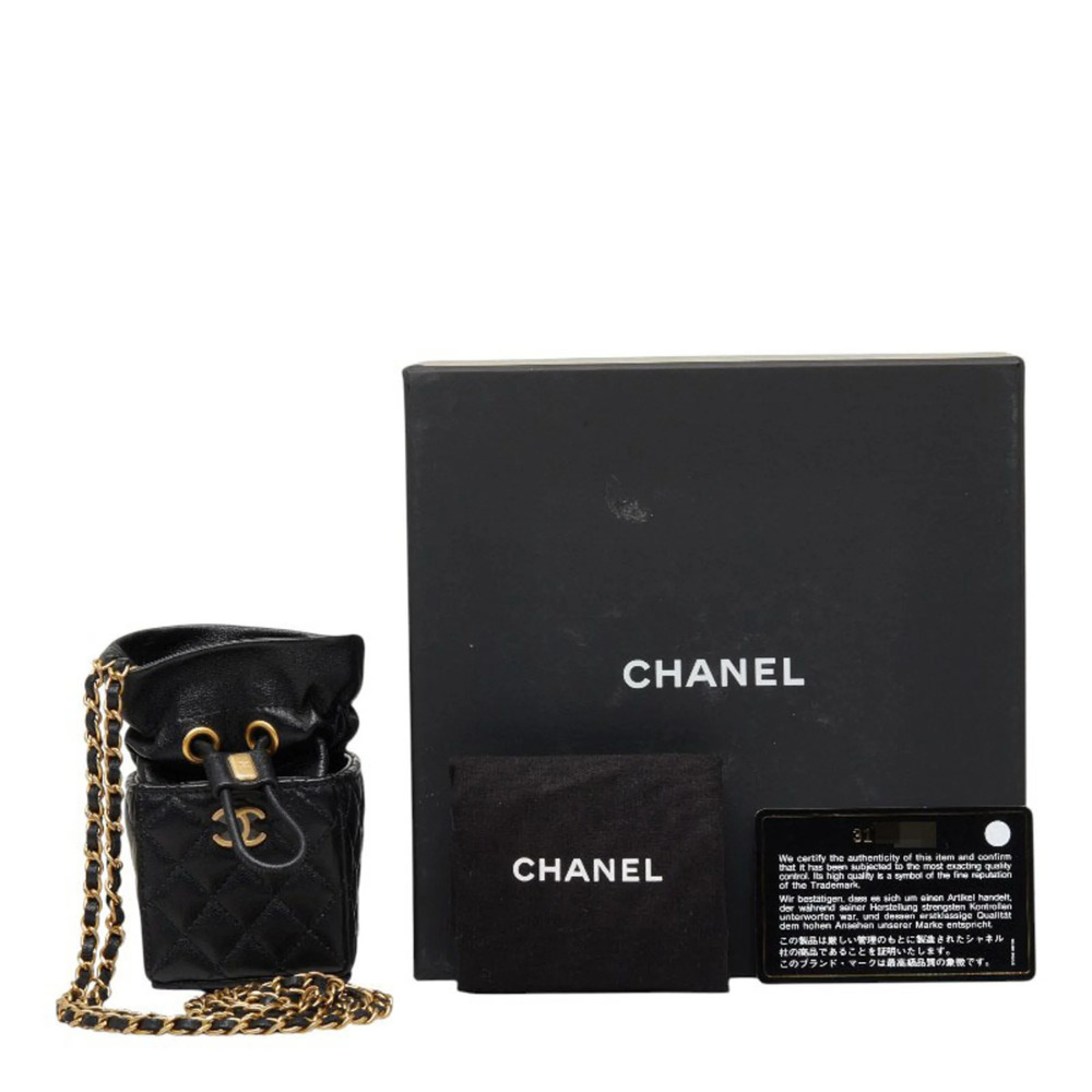 CHANEL Black Lambskin Leather Logo Shoulder Bag - Picture 10 of 10